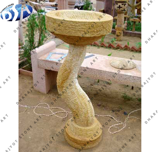 Outdoor Stylish Yellow Stone Bird Bath