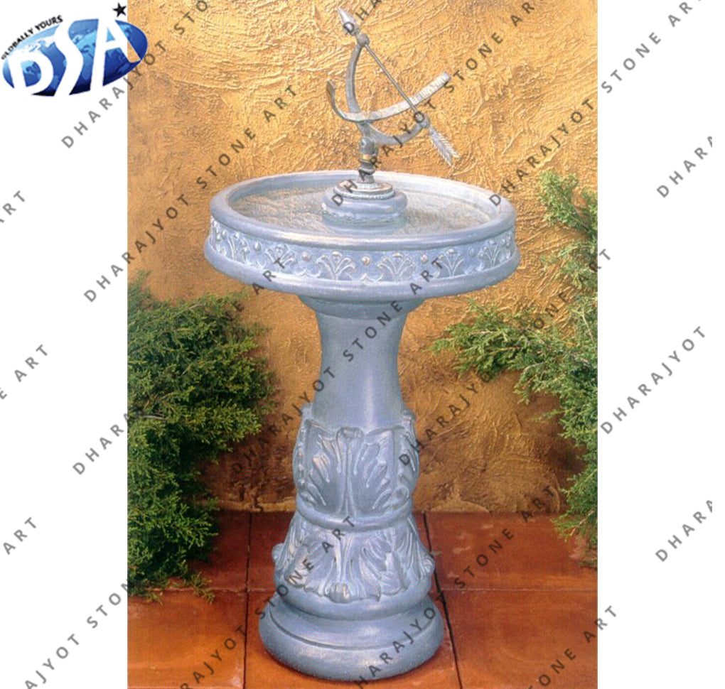 Hand Carved Granite Pedestal Birdbath