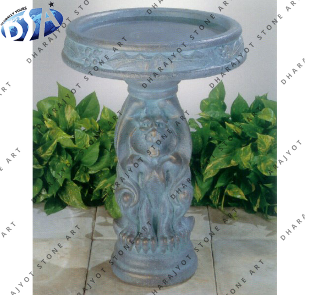 Natural Stone Carving High Rise Birdbath