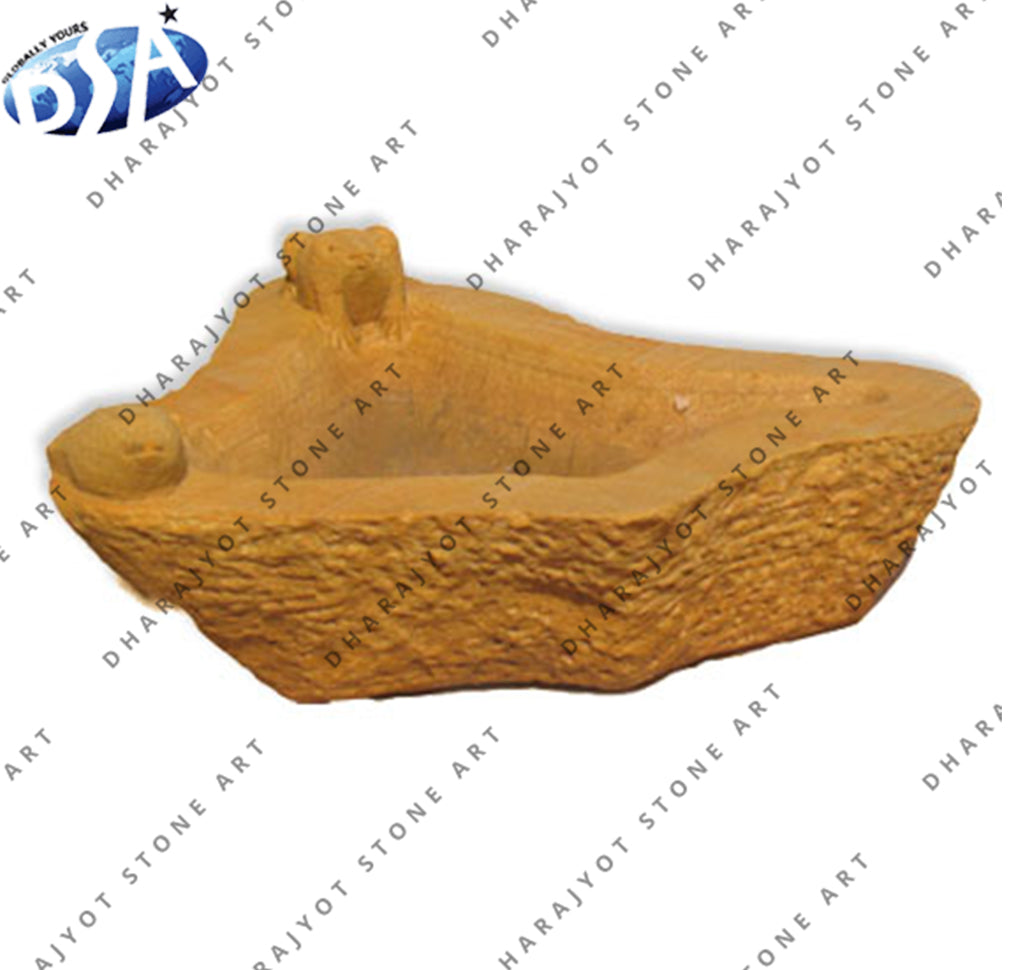 Yellow Sandstone Garden Antique Stone Birdbath