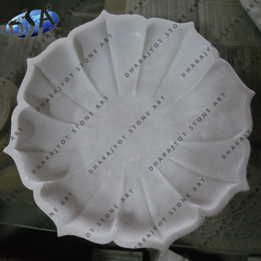 White Marble Hand Carved Bowl Plate