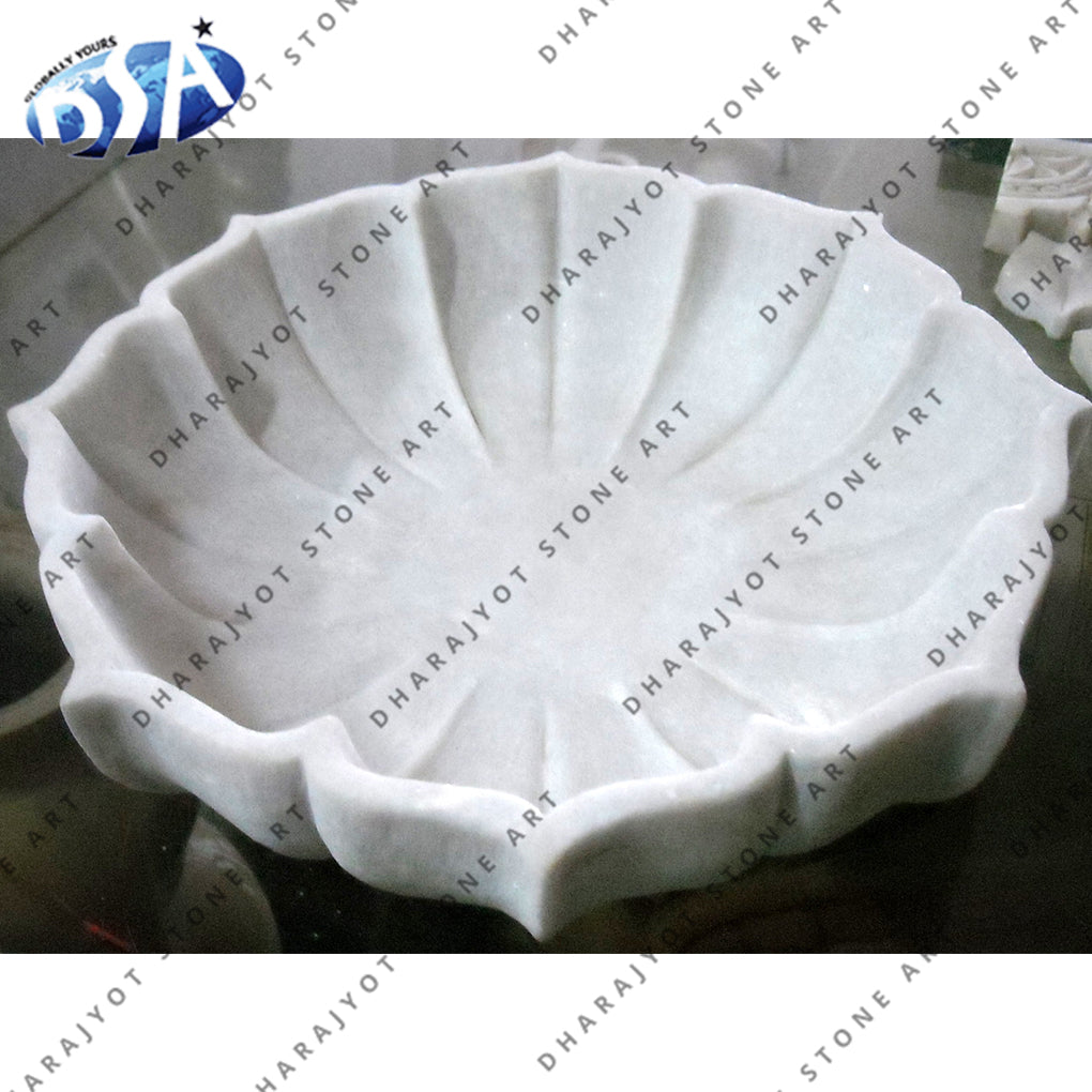 White Marble Hand Carved Bowl Plate