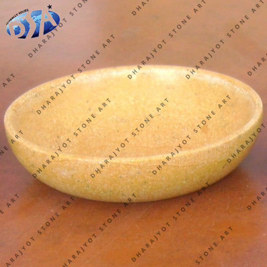 Custom Design Yellow Marble Bowl Plate