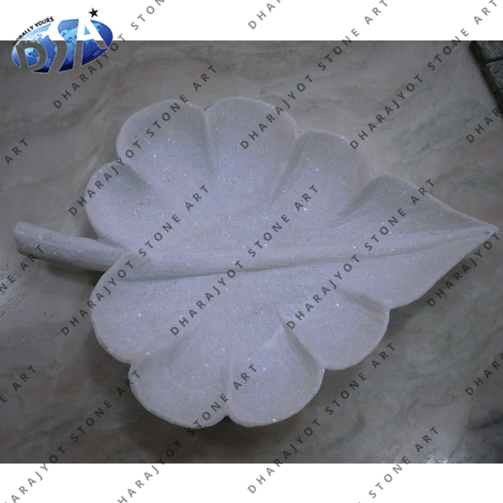 Antique Leaf Design Marble Serving Bowl Plate