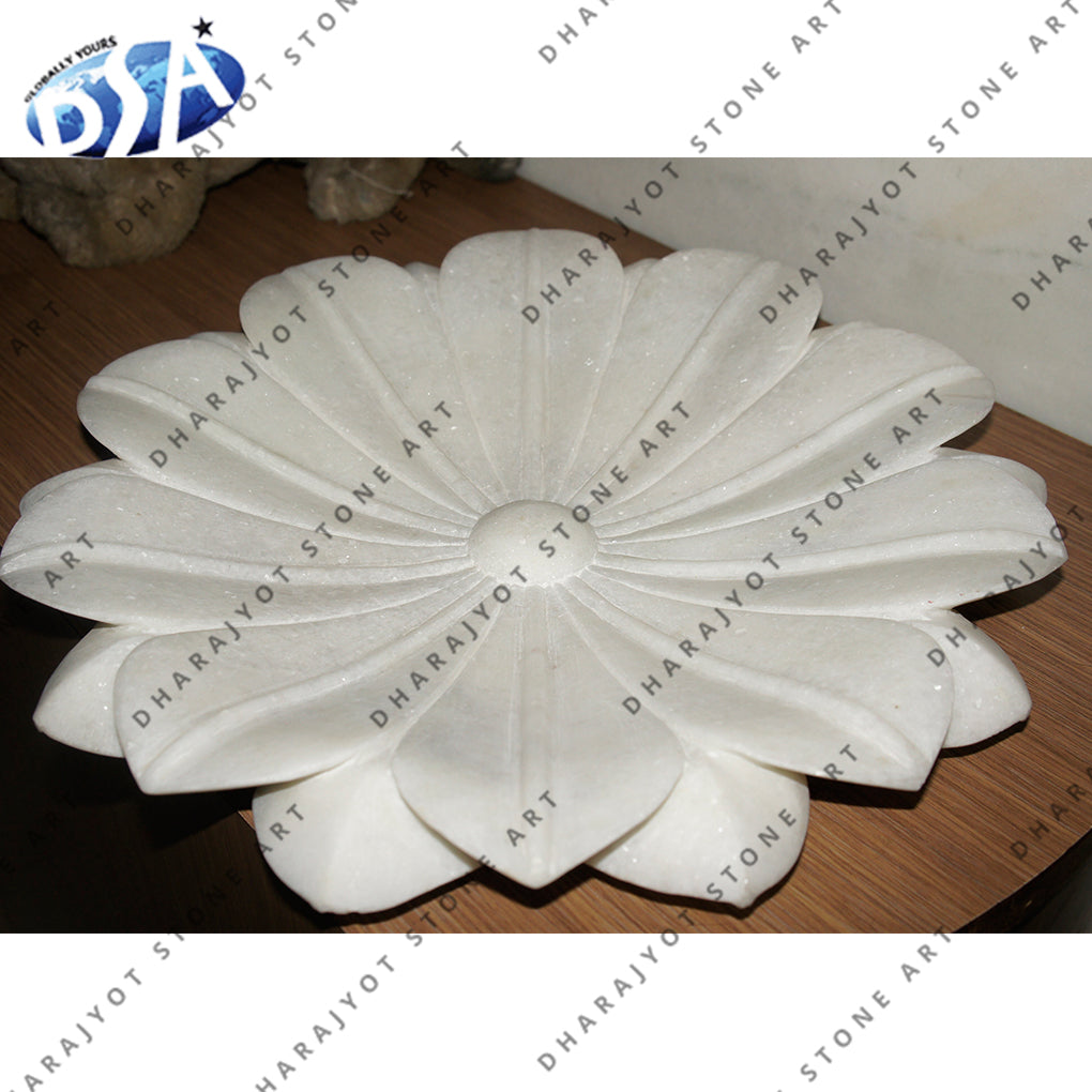 Handmade Pure Marble Flower Bowl Plate