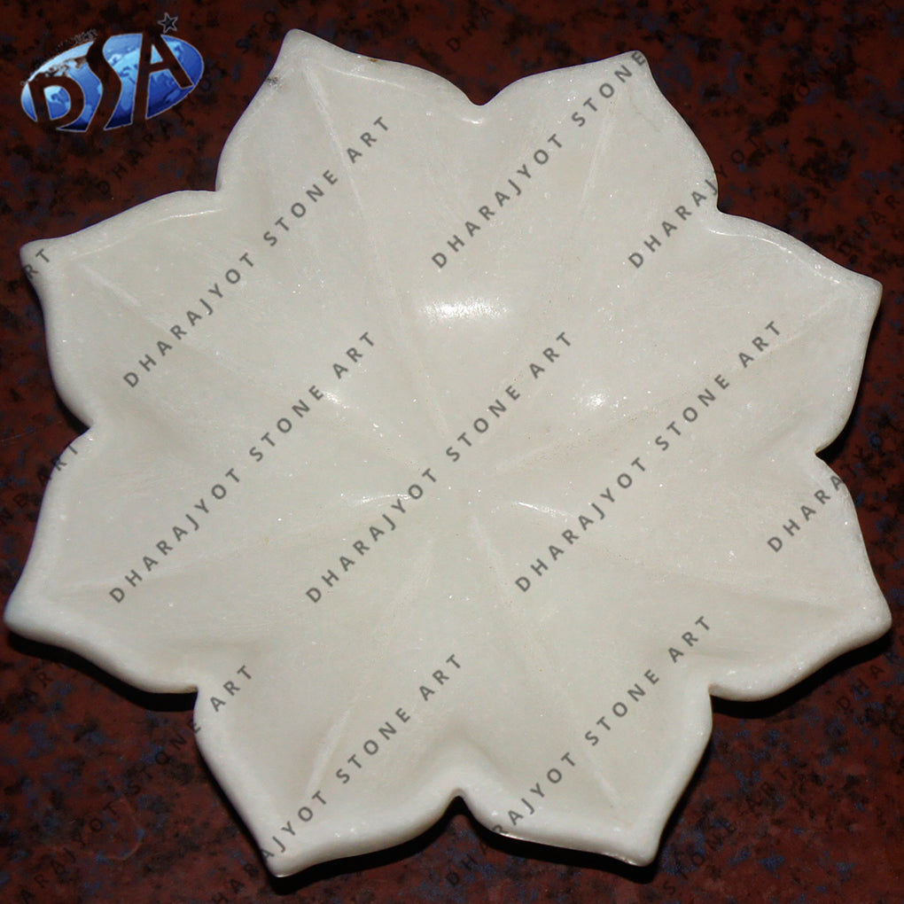 Handmade Marble Hand Work Flower Shape Bowl Plate