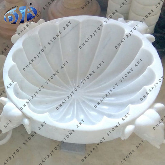 Western Hand Carved Nature White Marble Bowl