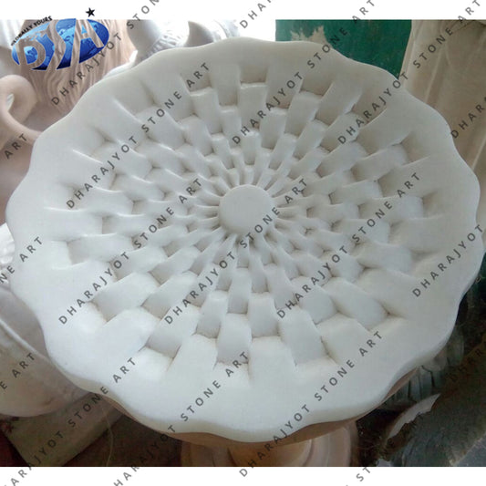 Polished White Marble Flower Bowl