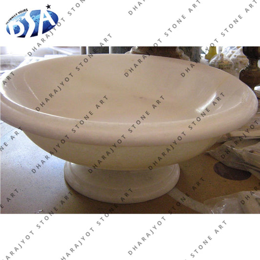 Round Shape White Color Marble Fruits Bowl Plate
