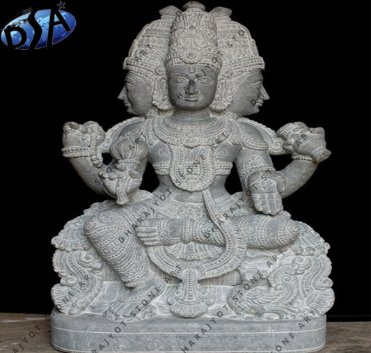 Black Marble Brahma God Statue