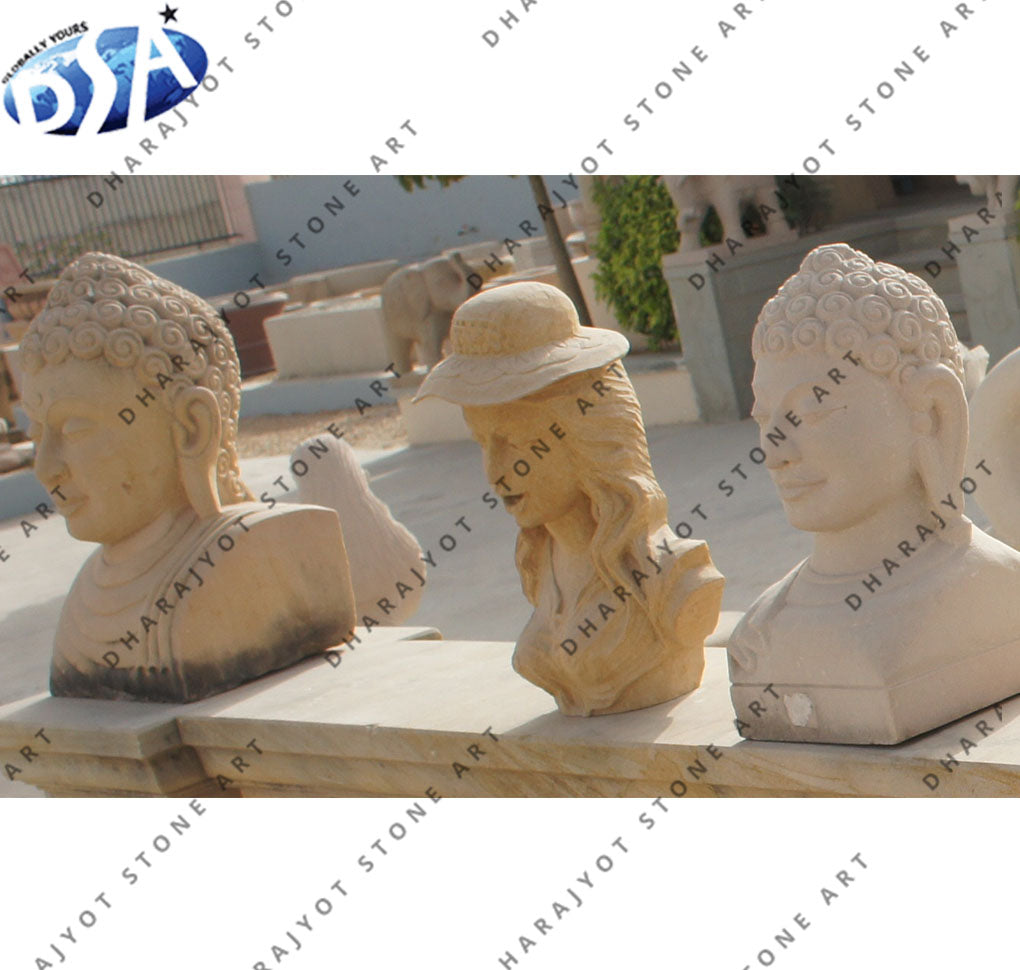 Hand Carved Sandstone Head Buddha Statue