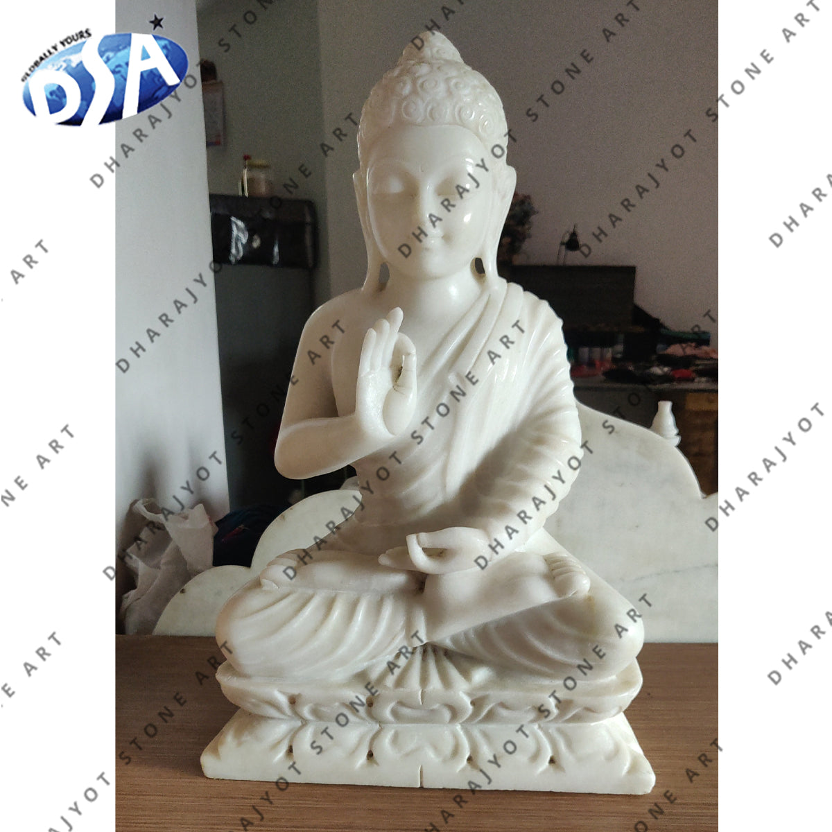 White Marble Hand Carved Buddha Statue