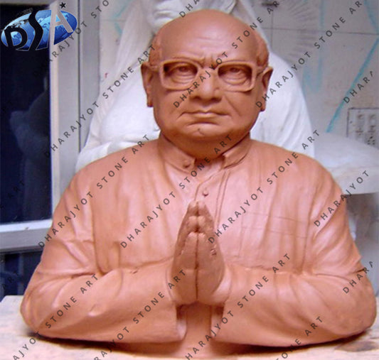 Red Marble Men Bust Statue