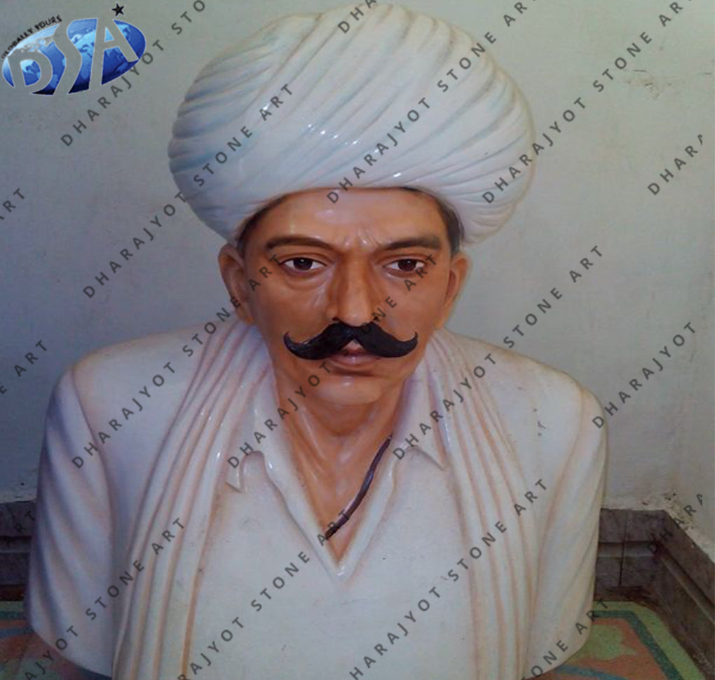 White Marble Stone Rajesthani Men Bust