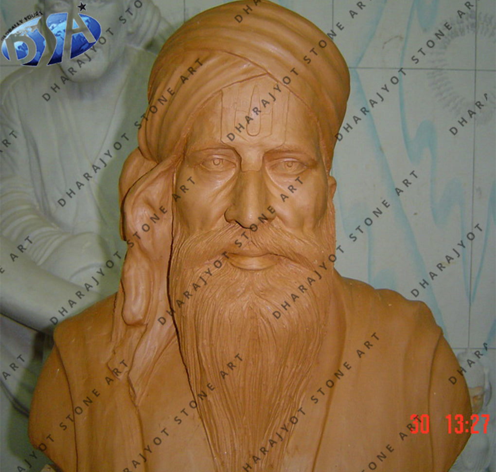 Seeting Brown Marble Human Bust Statue