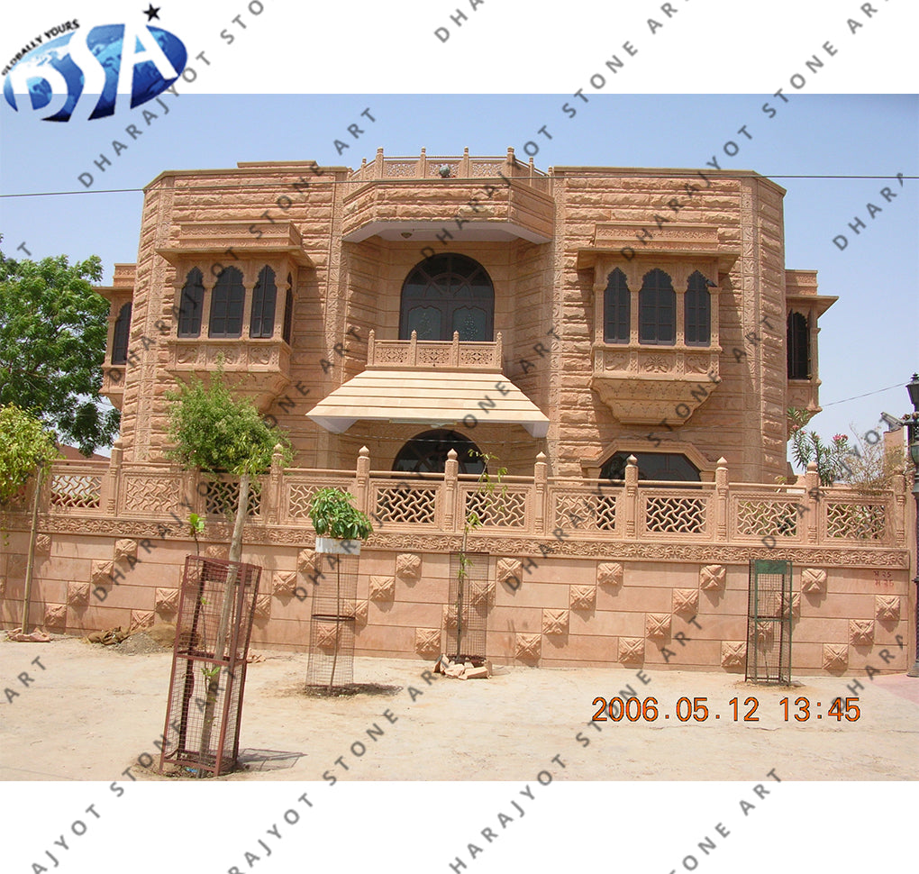 Carved Pink Antique Elevation