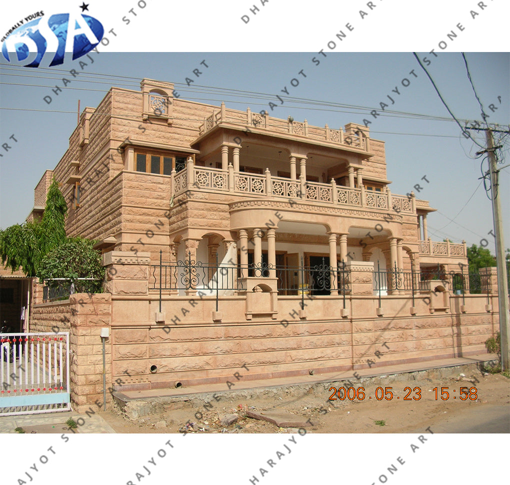 Carved Pink Stone Elevation