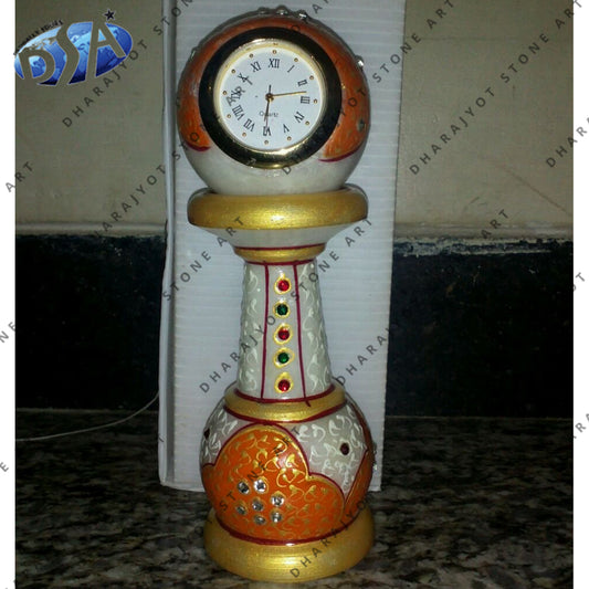 Multicolor Marble Decorative Pillar Clock