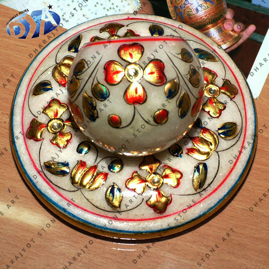 Indian Marble Handicraft Handmade Table Clock