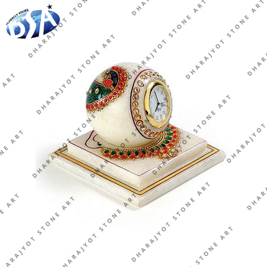 Analog Multicolor Marble Table Clock