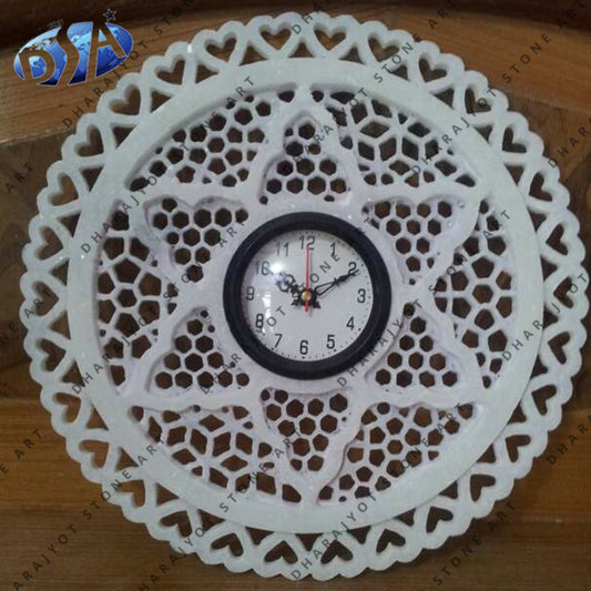 Analog White Stone Decorative Wall Clock