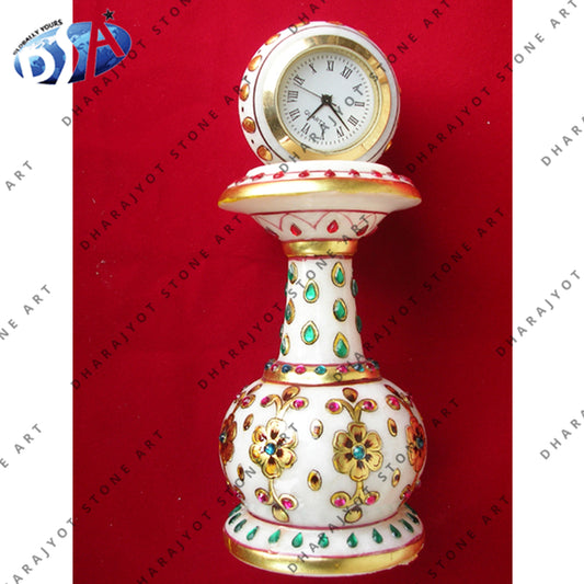 Multicolor Marble Hand Carved Clock
