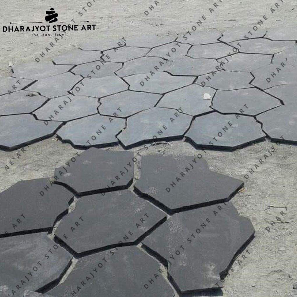Black Slate Crazy Paving Stepping Stone