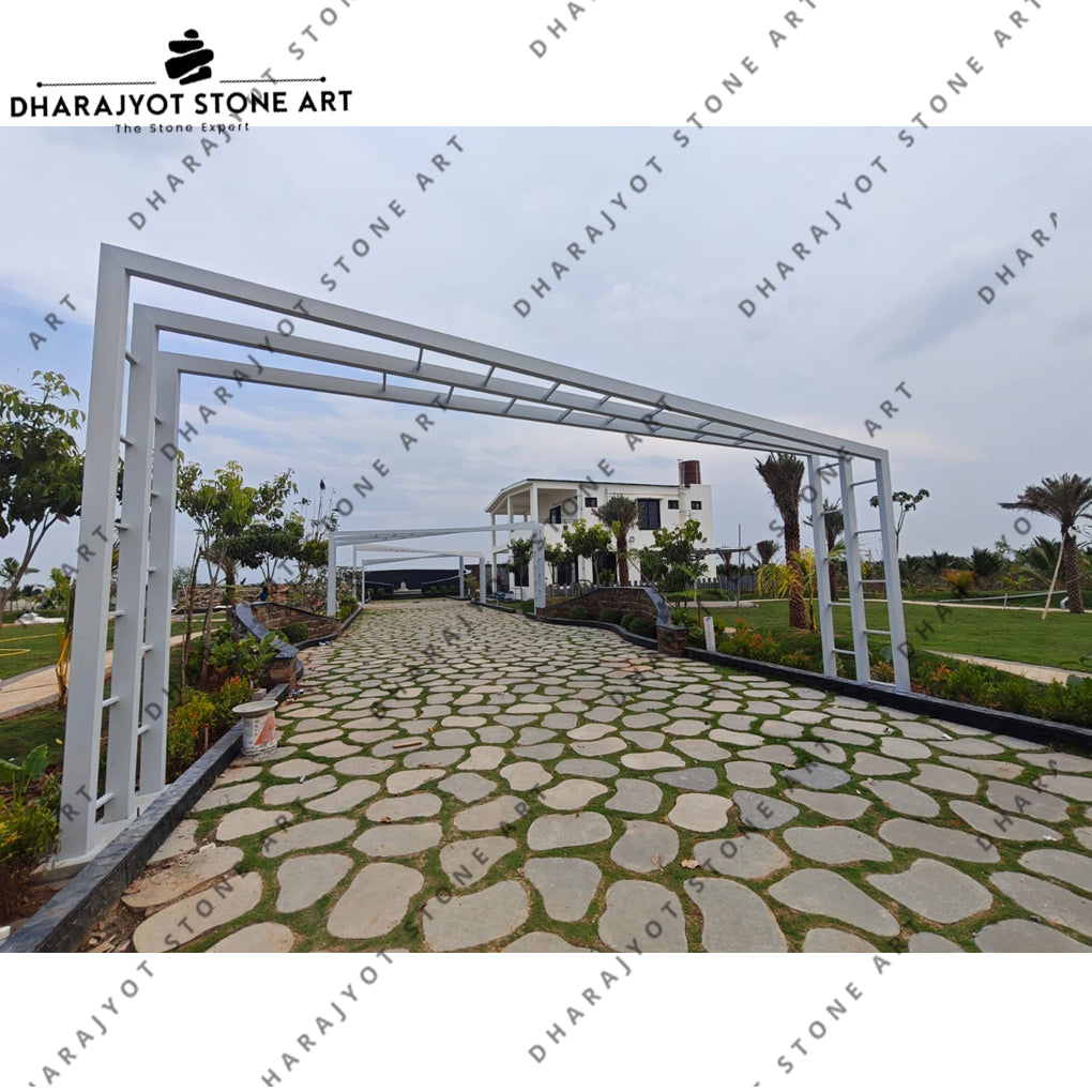 Hand-Laid Natural Stone Cobblestone Landscaping