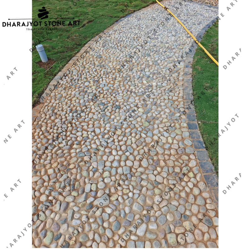 Stylish Natural Walkway Handcrafted Pebble Stone Landscaping