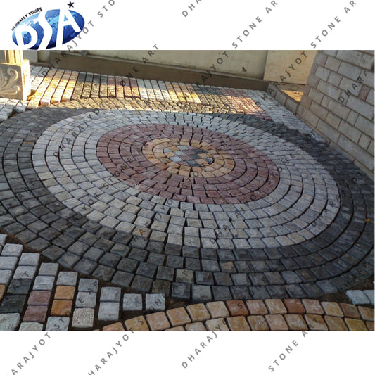 Circle Patio Marble Mosaic Paver Landscaping