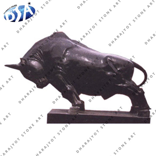 Black Marble Cow Statue