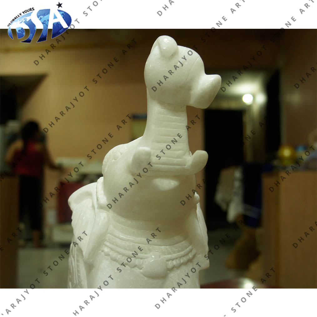 Indoor Carved Marble Elephant Statue