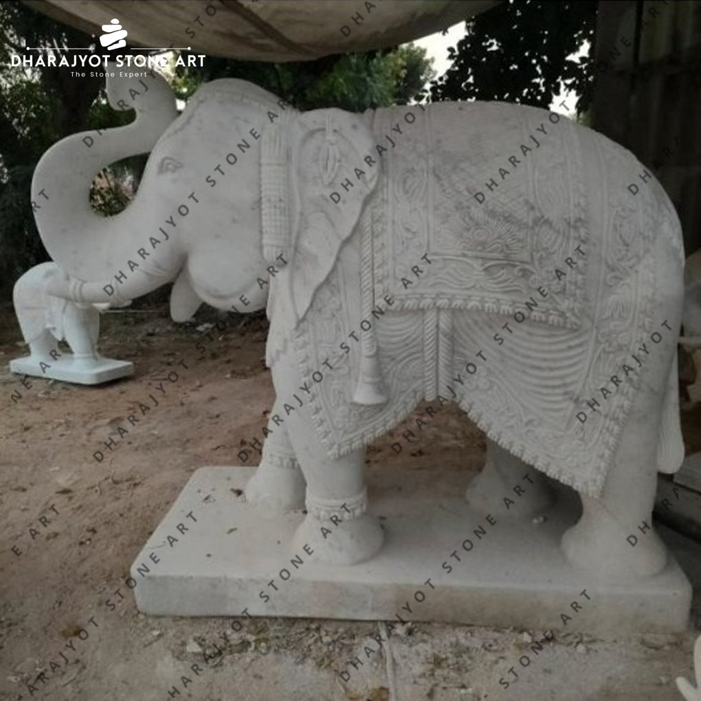 Hand Carved Outdoor Decor for Home & Temple Gates Elephant Statue