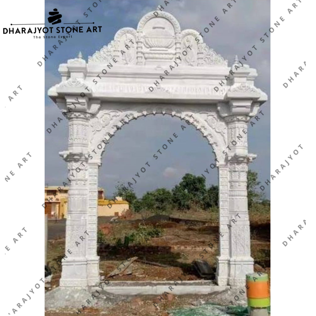Heritage Style Handcrafted White Marble Entrance Gate