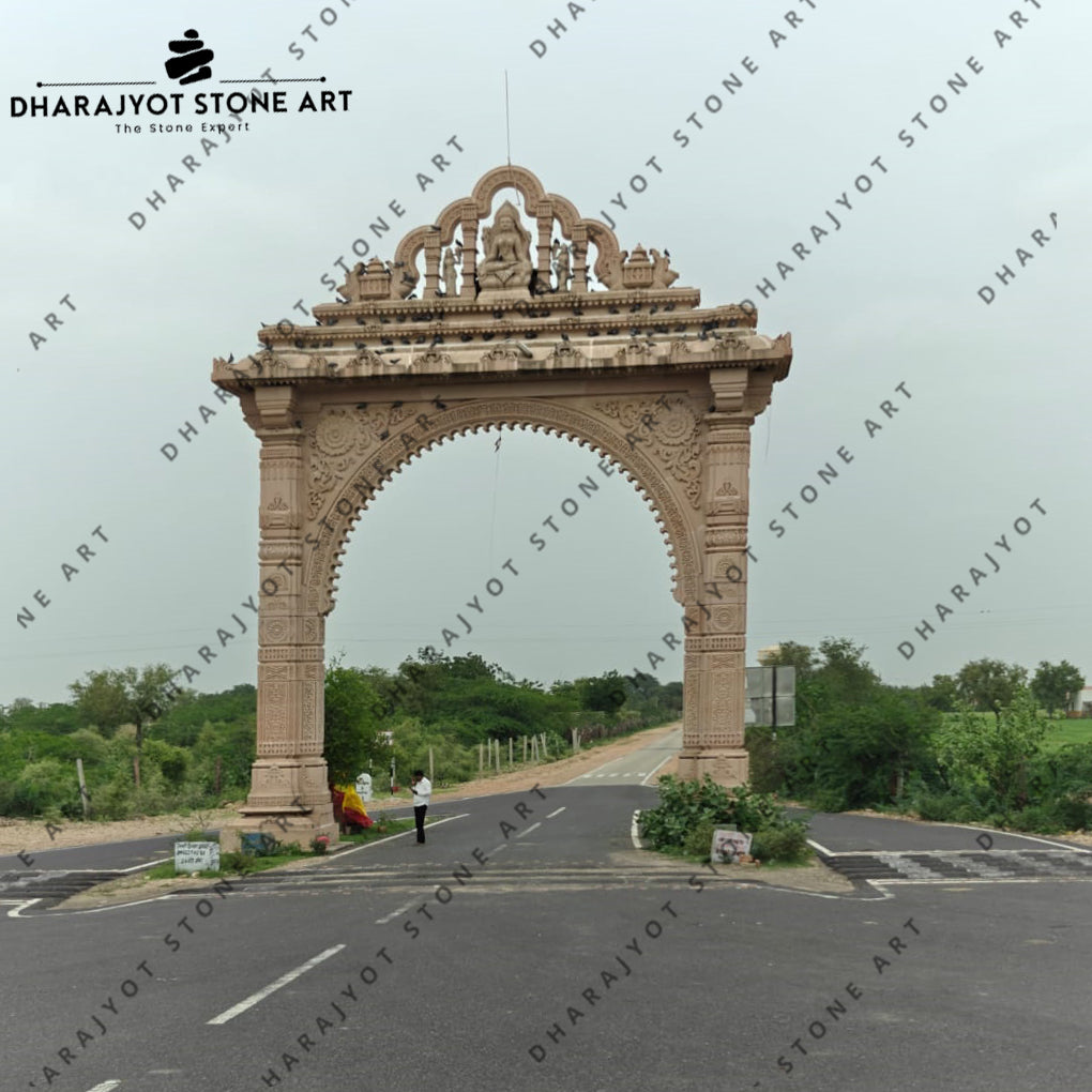 Royal Heritage Custom Carved Stone Temple Entrance Gate
