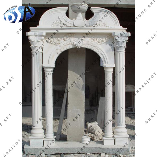 Hand Carved White Marble Luxury Door Surrounding Entrance Gate