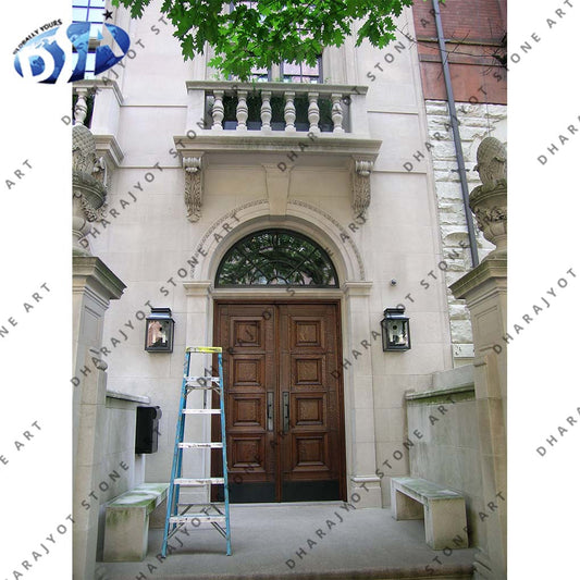 White Marble Stone Carving Door Surrounding Entrance Gate