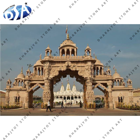 Yellow Marble Hand Carved Door Surround Entrance Gate