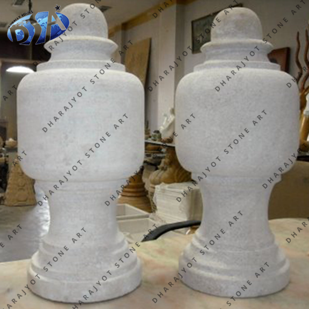 Hand Carved Garden Decorative White Stone Finials