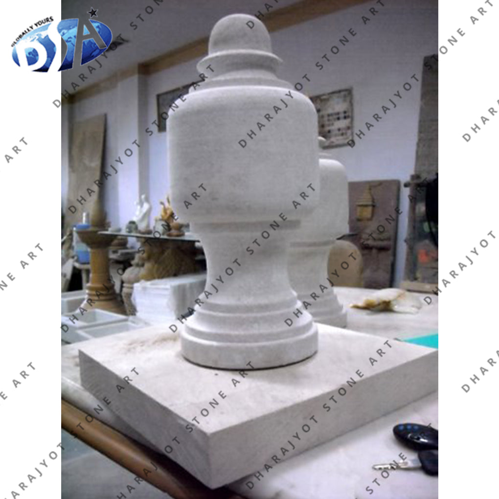 Hand Carved Garden Decorative White Stone Finials