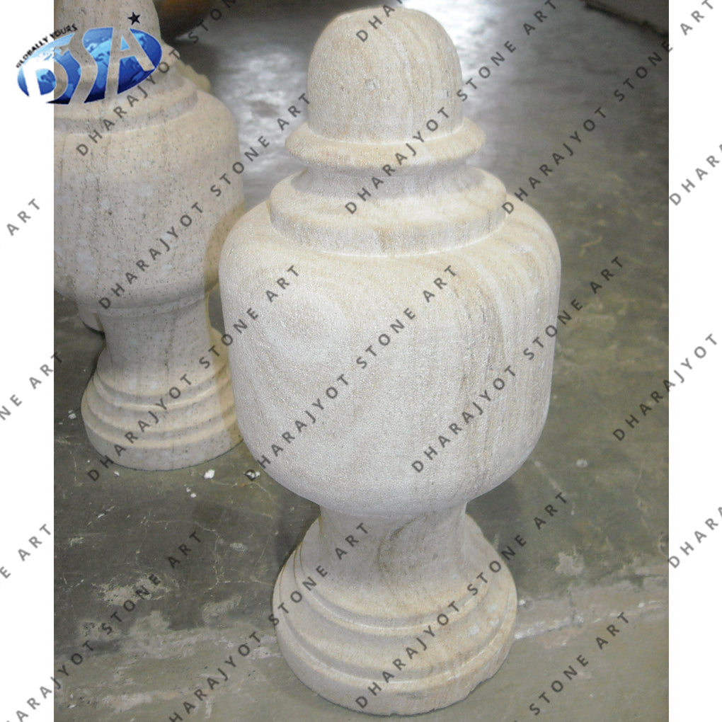 Hand Carved Garden Decorative White Stone Finials