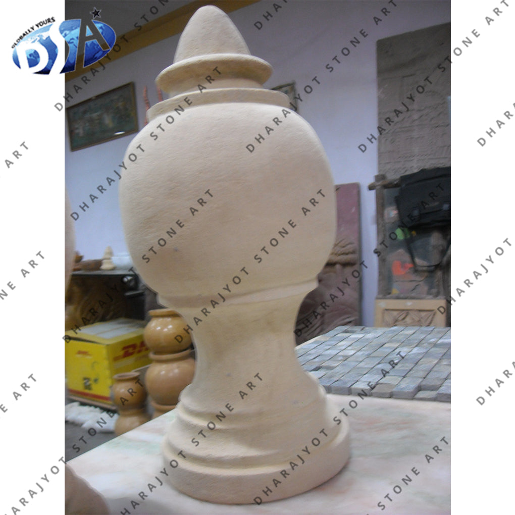 Hand Carve Outdoor Art White Marble Finials