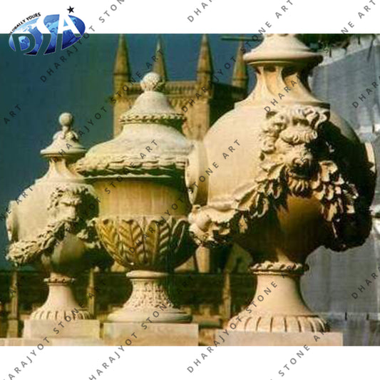 Large and Impressive Creme Marble Finials