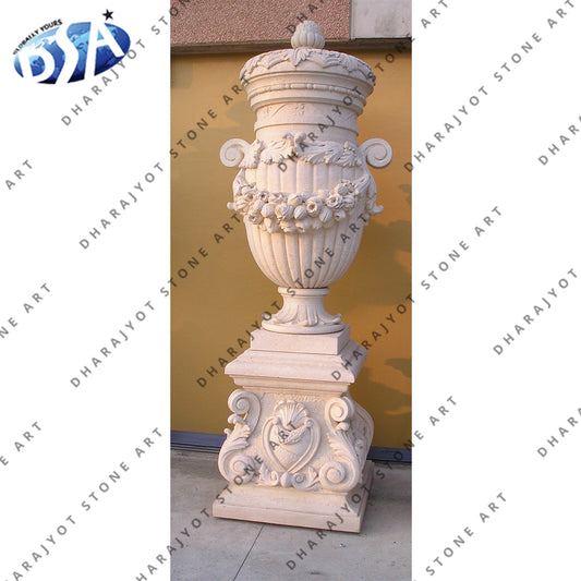 Hand Carve Outdoor Art White Marble Stone Finials