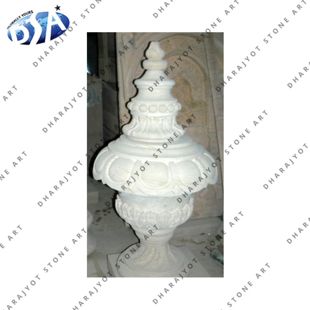 Garden Decoration Hand Carving Beige Red Marble Finials