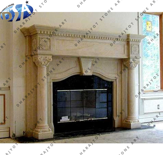 English Style Gothic Marble Fireplace