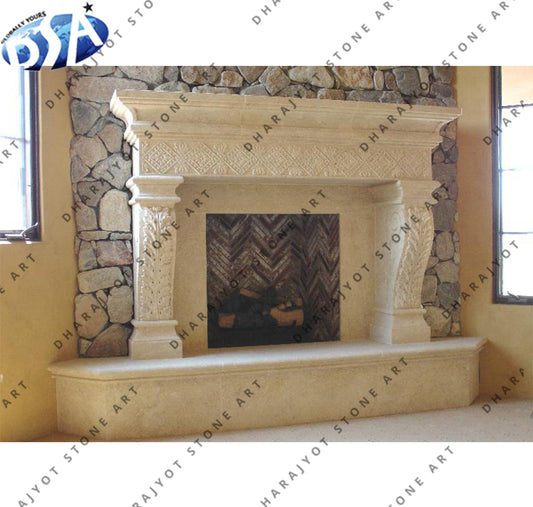 Customized Natural Statue Hand Carving Marble Fireplace