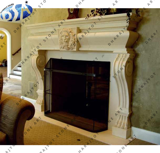 Cream White Sandstone Fireplace