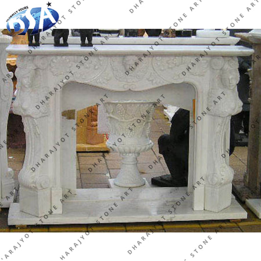 Italian White Marble Fireplace