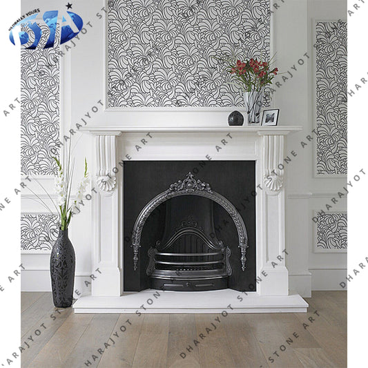 Classic Design Elegant Indoor Marble Fireplace